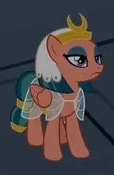 Size: 307x469 | Tagged: safe, derpibooru import, screencap, somnambula, pegasus, pony, daring done?, cropped, egypt, egyptian, egyptian headdress, egyptian pony, female, image, jpeg, solo, solo female, unamused