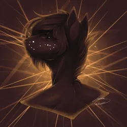 Size: 3000x3000 | Tagged: safe, artist:lunciakkk, derpibooru import, oc, oc:simir, unofficial characters only, earth pony, abstract background, bust, constellation, constellation freckles, freckles, image, png, portrait, scorpio constellation, solo