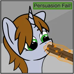 Size: 4000x4000 | Tagged: safe, artist:dice-warwick, derpibooru import, oc, oc:littlepip, pony, unicorn, comic:fallout equestria: quenching a thirst, fallout equestria, fail, gun, image, mistakes were made, png, rifle, solo, weapon