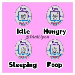 Size: 800x800 | Tagged: safe, artist:dialliyon, derpibooru import, oc, oc:anykoe, unofficial characters only, earth pony, animated, cute, female, gif, happy, hungry, image, loop, perfect loop, pink background, pixel art, simple background, sleeping, tamagotchi, text, video game