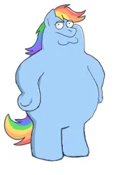 Size: 247x359 | Tagged: safe, artist:solixy406, derpibooru import, rainbow dash, anthro, family guy, fusion, image, peter griffin, png, simple background, white background
