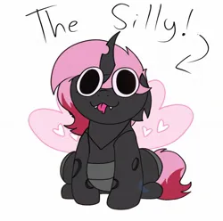 Size: 2048x2034 | Tagged: safe, artist:bluemoon, derpibooru import, oc, oc:heartstring fiddler, changeling, changeling oc, heart wings, image, jpeg, meme, pink changeling, silly, simple background, text, white background