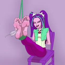 Size: 2500x2500 | Tagged: suggestive, artist:soletickler193, derpibooru import, aria blaze, human, equestria girls, ankle tied, arm behind back, barefoot, bondage, chair, eyes closed, feather, feet, female, fetish, foot fetish, image, laughing, legs in air, open mouth, png, solo, solo female, tickle torture, tickling, tied up