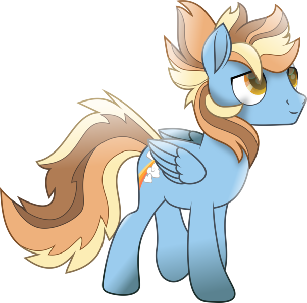 Size: 6000x5920 | Tagged: safe, artist:lincolnbrewsterfan, artist:solixy406, derpibooru import, oc, oc:cloudbreaker, unofficial characters only, pegasus, pony, rainbow roadtrip, .svg available, amber eyes, blue, brown hair, brown mane, brown tail, cloud, contrail, cowlick, derpibooru exclusive, folded wings, forelock, gift art, hair, highlights, image, inkscape, looking up, male, mane, movie accurate, multicolored hair, multicolored mane, multicolored tail, orange eyes, orange hair, orange mane, orange tail, pegasus oc, png, ponysona, rainbow, rainbow streak, shading, simple background, smiling, solo, stallion, striped hair, striped mane, striped tail, tail, transparent background, trotting, vector, welcome, wings, yellow hair, yellow mane, yellow tail