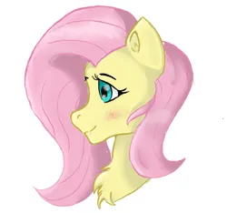 Size: 884x828 | Tagged: safe, artist:santito2k3, derpibooru import, fluttershy, pegasus, pony, bust, image, loose hair, png, portrait, profile, simple background, smiling, solo, white background