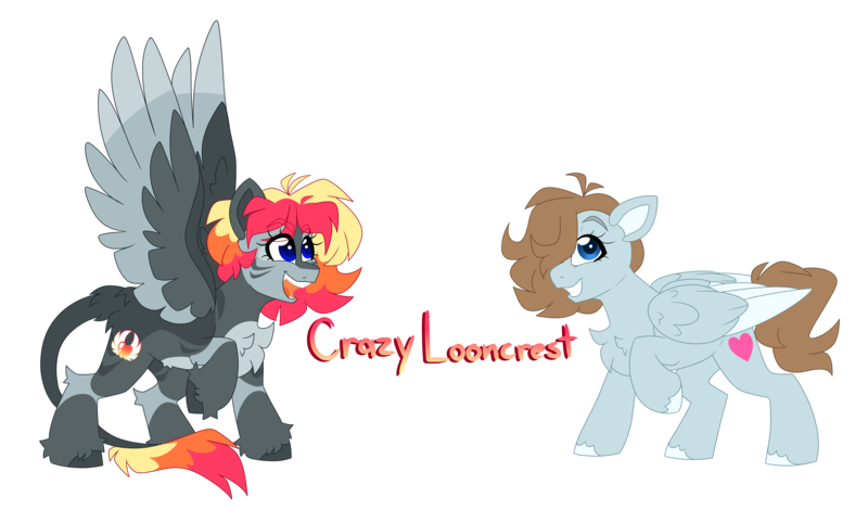 Size: 6924x4068 | Tagged: safe, artist:crazysketch101, derpibooru import, oc, oc:crazy looncrest, unofficial characters only, pegasus, pony, alternate design, folded wings, image, leonine tail, png, self insert, smiling, spread wings, tail, twitterina design, wings