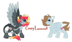 Size: 6924x4068 | Tagged: safe, artist:crazysketch101, derpibooru import, oc, oc:crazy looncrest, unofficial characters only, pegasus, pony, alternate design, folded wings, image, leonine tail, png, self insert, smiling, spread wings, tail, twitterina design, wings