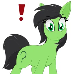 Size: 2989x3019 | Tagged: safe, artist:modera, derpibooru import, oc, oc:anonfilly, earth pony, pony, exclamation point, female, filly, image, ms paint, png, simple background, solo, white background