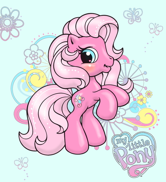 Size: 849x928 | Tagged: safe, artist:noelle23, derpibooru import, pinkie pie (g3), earth pony, pony, blushing, coloring page, digitally colored, female, g3, g3.5, heart, heart eyes, image, jpeg, mare, my little pony logo, rearing, smiling, solo, wingding eyes