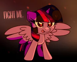 Size: 1600x1302 | Tagged: safe, artist:littleblackraencloud, derpibooru import, twilight sparkle, twilight sparkle (alicorn), alicorn, pony, dialogue, flaming eyes, frown, glare, image, jpeg, open mouth, solo, spread wings, wings
