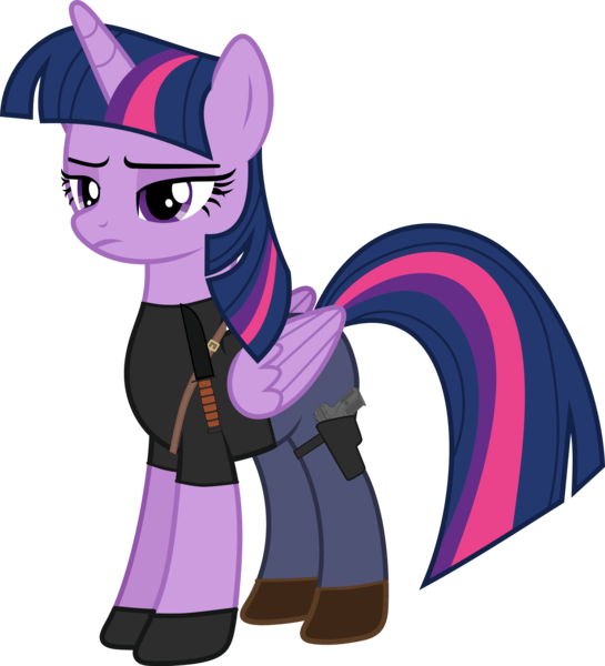 Size: 4127x4544 | Tagged: safe, artist:edy_january, artist:starryshineviolet, derpibooru import, edit, part of a set, vector edit, twilight sparkle, twilight sparkle (alicorn), alicorn, pony, base used, belt, boots, clothes, cosplay, costume, crossover, fn 57, free to use, gloves, gun, handgun, image, knife, leon s. kennedy, link in description, long pants, military, parody, pistol, png, resident evil, resident evil 4, resident evil 4 remake, shirt, shoes, simple background, solo, t-shirt, tactical pony, transparent background, vector, weapon