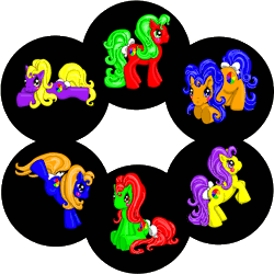 Size: 1500x1500 | Tagged: safe, artist:noelle23, derpibooru import, oc, unofficial characters only, earth pony, pony, ass up, blush sticker, blushing, bow, bucking, color wheel, female, g3, g3 oc, gif, image, looking at you, lying down, mare, prone, rearing, simple background, sitting, smiling, tail, tail bow, transparent background