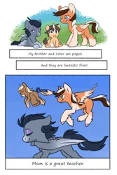 Size: 540x810 | Tagged: safe, artist:sinclair2013, derpibooru import, oc, oc:partly sunny, unofficial characters only, pegasus, pony, unicorn, brother, colt, comic, eyes closed, female, foal, image, male, mare, mother and child, nudity, png, sheath, sister, stallion