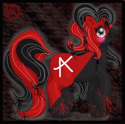 Size: 1000x989 | Tagged: safe, artist:noelle23, derpibooru import, oc, ponified, unofficial characters only, earth pony, pony, anarcho-communism, female, g3, g3 oc, image, jpeg, mare, raised hoof, raised leg, smiling, solo