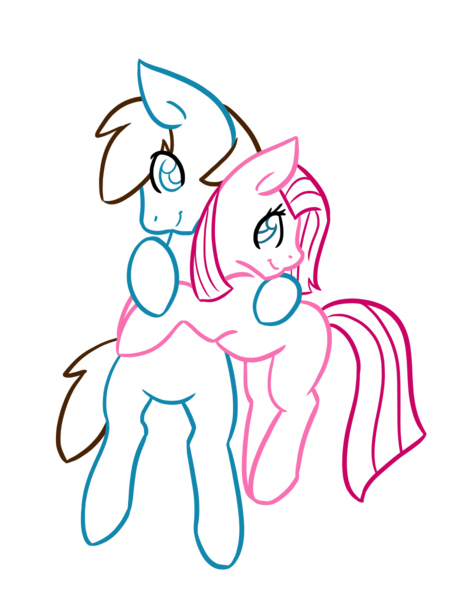 Size: 900x1200 | Tagged: safe, artist:sinclair2013, derpibooru import, pinkie pie, oc, oc:stewart, pony, cuddling, duo, female, image, male, mare, pinkamena diane pie, png, simple background, stallion, transparent background