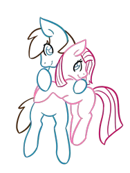 Size: 900x1200 | Tagged: safe, artist:sinclair2013, derpibooru import, pinkie pie, oc, oc:stewart, pony, cuddling, duo, female, image, male, mare, pinkamena diane pie, png, simple background, stallion, transparent background