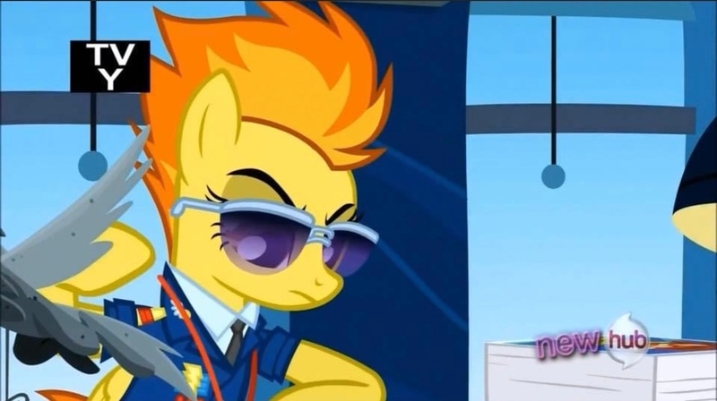 Size: 2160x1210 | Tagged: safe, derpibooru import, screencap, spitfire, pegasus, pony, wonderbolts academy, autograph, clothes, desk, drill sergeant, female, image, jpeg, lamp, necktie, office, solo, suit, sunglasses, uniform, whistle, whistle necklace, window, wonderbolts dress uniform