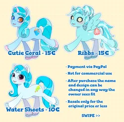 Size: 3576x3531 | Tagged: safe, artist:bluecocoaart, derpibooru import, oc, earth pony, pegasus, pony, unicorn, adoptable, blue fur, image, png