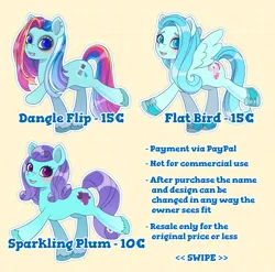 Size: 3576x3531 | Tagged: safe, artist:bluecocoaart, derpibooru import, oc, earth pony, pegasus, pony, adoptable, blue fur, image, png