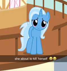 Size: 690x729 | Tagged: safe, artist:horses are fuckin weird, derpibooru import, trixie, unicorn, emoji, image, implied suicide, meme, png, ponified meme, ponyville, shitposting