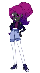 Size: 1736x3096 | Tagged: safe, artist:harmonyvitality-yt, derpibooru import, oc, unofficial characters only, equestria girls, base used, clothes, hand on hip, image, png, shoes, shorts, simple background, smiling, transparent background