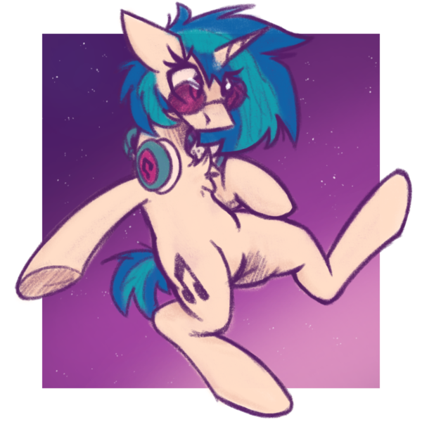 Size: 2000x2000 | Tagged: safe, artist:adilord, derpibooru import, vinyl scratch, pony, unicorn, bipedal, bipedal leaning, chest fluff, female, glasses, headphones, image, leaning, leaning back, mare, night, night sky, png, simple background, sky, solo, underhoof, vinyl's glasses