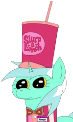 Size: 759x1271 | Tagged: safe, artist:funnystargalloper, derpibooru import, lyra heartstrings, pony, unicorn, aqua teen hunger force, bowtie, clothes, fast food, female, food, image, mare, name tag, numget, png, simple background, solo, transparent background, uniform