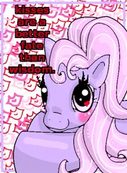 Size: 384x523 | Tagged: safe, artist:noelle23, derpibooru import, oc, unofficial characters only, earth pony, pony, blushing, female, g3, image, jpeg, looking at you, mare, smiling, smiling at you, solo, text, valentine's day card