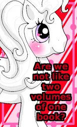 Size: 377x616 | Tagged: safe, artist:noelle23, derpibooru import, oc, unofficial characters only, earth pony, pony, blushing, female, g3, heart, heart eyes, image, jpeg, mare, smiling, solo, text, valentine's day card, wingding eyes