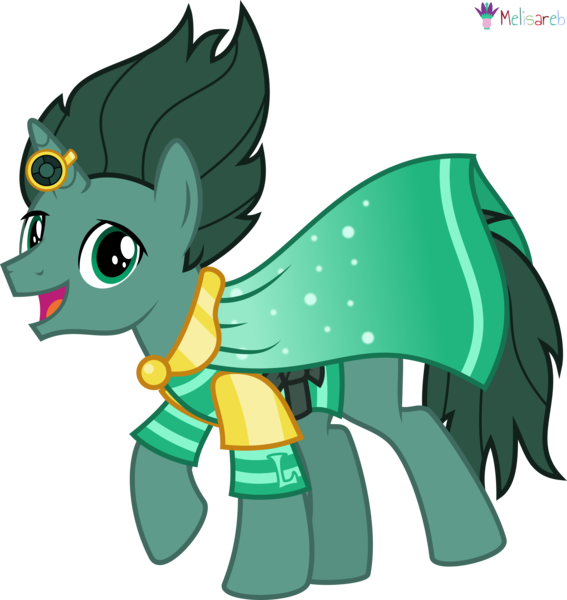 Size: 4000x4230 | Tagged: safe, alternate version, artist:melisareb, derpibooru import, part of a set, ponified, pony, unicorn, .svg available, absurd resolution, alphabet lore, cape, clothes, crossover, gem, gold, horn, horn ring, image, jewelry, l (letter), looking at you, male, open mouth, png, raised hoof, ring, shirt, simple background, solo, species swap, stallion, striped shirt, super l, transparent background, vector