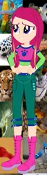 Size: 163x598 | Tagged: safe, artist:selenaede, artist:unicorngirl06, derpibooru import, big cat, bird, blue jay, human, tiger, equestria girls, animal, barely eqg related, boots, clothes, crossover, equestria girls style, equestria girls-ified, hand on hip, high heel boots, high heels, image, pants, png, roxy (winx club), shirt, shoes, smiling, winx club