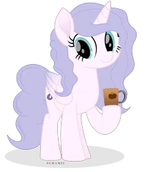 Size: 4857x5775 | Tagged: safe, artist:suramii, derpibooru import, oc, oc:dragon heart, alicorn, pony, absurd resolution, coffee mug, female, image, mare, mug, png, simple background, solo, transparent background