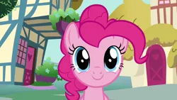 Size: 1280x720 | Tagged: safe, derpibooru import, screencap, pinkie pie, earth pony, pony, a friend in deed, image, png, smiling, solo