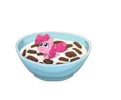 Size: 247x203 | Tagged: safe, artist:solixy406, derpibooru import, pinkie pie, earth pony, pony, bowl, cereal, female, food, image, mare, picture for breezies, png, ponies in food, simple background, solo, white background