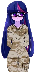 Size: 608x1239 | Tagged: safe, artist:edy_january, artist:zakro, derpibooru import, sci-twi, twilight sparkle, human, equestria girls, equestria girls series, base, base used, camouflage, clothes, free to use, glasses, image, link in description, marine, marines, military, military uniform, png, sergeant, sgt.twilight, simple background, soldier, solo, transparent background, uniform, usmc