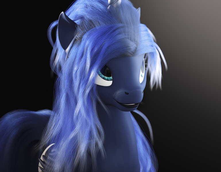 Size: 1848x1440 | Tagged: safe, artist:thelunagames, derpibooru import, princess luna, alicorn, pony, 3d, cinema4d, image, png, render, solo