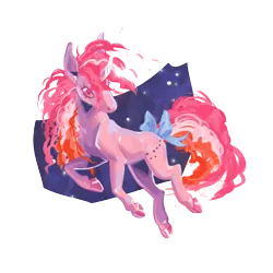 Size: 1200x1200 | Tagged: safe, artist:futuredustfuturerust, derpibooru import, galaxy (g1), pony, unicorn, bow, curved horn, female, g1, horn, image, mare, png, simple background, solo, tail, tail bow, transparent background