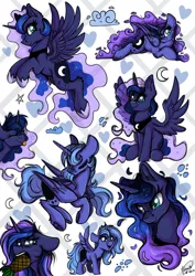 Size: 1024x1449 | Tagged: safe, artist:julunis14, derpibooru import, princess luna, alicorn, pony, bust, doodle, female, filly, foal, food, image, jpeg, mare, pineapple, portrait, sketch, sketch dump, solo, spread wings, wings, woona, younger
