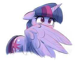 Size: 1506x1265 | Tagged: safe, artist:gsphere, derpibooru import, twilight sparkle, twilight sparkle (alicorn), alicorn, pony, blushing, female, hiding, image, jpeg, mare, solo