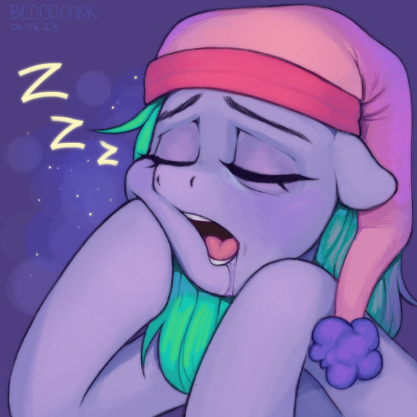 Size: 3000x3000 | Tagged: safe, artist:bloodymrr, derpibooru import, oc, unofficial characters only, earth pony, pony, drool, drool on face, eyes closed, image, onomatopoeia, open mouth, png, sleeping, solo, sound effects, zzz