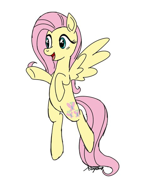 Size: 1200x1560 | Tagged: safe, artist:riapu_san368, derpibooru import, fluttershy, pegasus, pony, female, image, jpeg, mare, open mouth, simple background, solo, white background