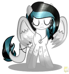 Size: 828x884 | Tagged: safe, artist:angellightyt, derpibooru import, oc, unofficial characters only, pegasus, pony, base used, coat markings, eyes closed, female, frown, image, mare, peace symbol, pegasus oc, png, simple background, socks (coat marking), solo, spread wings, transparent background, wings