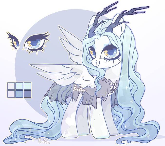 Size: 1050x930 | Tagged: safe, artist:koribooo, derpibooru import, oc, unofficial characters only, pony, antlers, clothes, dress, eyelashes, female, image, jpeg, mare, see-through, wings