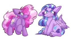 Size: 1200x666 | Tagged: safe, artist:cyberplush, derpibooru import, daisy dreams, flitterheart, earth pony, pegasus, pony, daisydorable, duo, duo female, female, flitterheartbetes, image, mare, png, simple background, transparent background