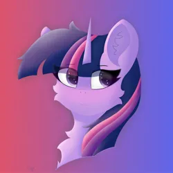 Size: 2048x2048 | Tagged: safe, artist:gaffy, derpibooru import, twilight sparkle, unicorn, bust, ear fluff, g4, gradient background, image, jpeg, portrait, smiling, solo, unicorn twilight