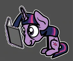 Size: 2048x1703 | Tagged: safe, artist:ewoudcponies, derpibooru import, twilight sparkle, pony, unicorn, book, female, gray background, image, jpeg, magic, reading, simple background, solo, telekinesis, unicorn twilight