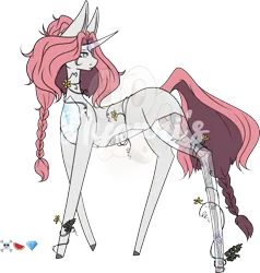 Size: 1577x1655 | Tagged: safe, alternate version, artist:nyanri, derpibooru import, oc, unicorn, blank flank, commission, commissioner:reversalmushroom, emoji, horn, image, png, simple background, transparent background, unicorn oc, watermark