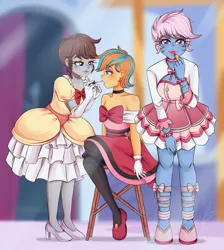Size: 4400x4900 | Tagged: safe, artist:lucy-tan, derpibooru import, oc, oc:azure/sapphire, oc:cold front, oc:disty, human, equestria girls, clothes, cosplay, costume, crossdressing, dress, equestria girls-ified, femboy, image, makeover, makeup, male, png, pokémon, pokémon diamond and pearl, pokémon x and y