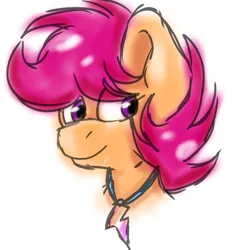 Size: 1834x1946 | Tagged: safe, artist:taeko, derpibooru import, scootaloo, pegasus, pony, 2023, alternate hairstyle, bust, female, image, mare, medal, older, older scootaloo, png, simple background, sketch, smiling, solo, white background