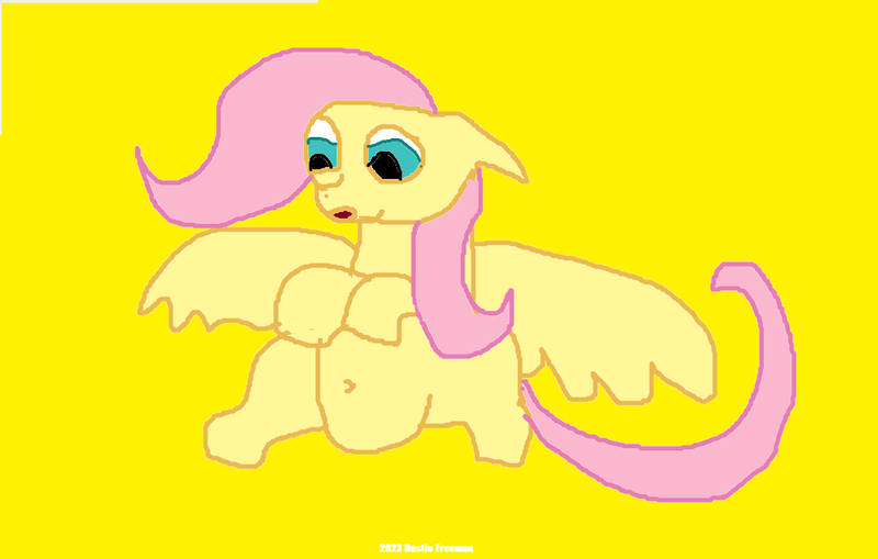 Size: 1468x934 | Tagged: safe, artist:coltfan97, derpibooru import, fluttershy, pegasus, pony, 1000 hours in ms paint, belly, belly button, chubby, image, png, simple background, yellow background